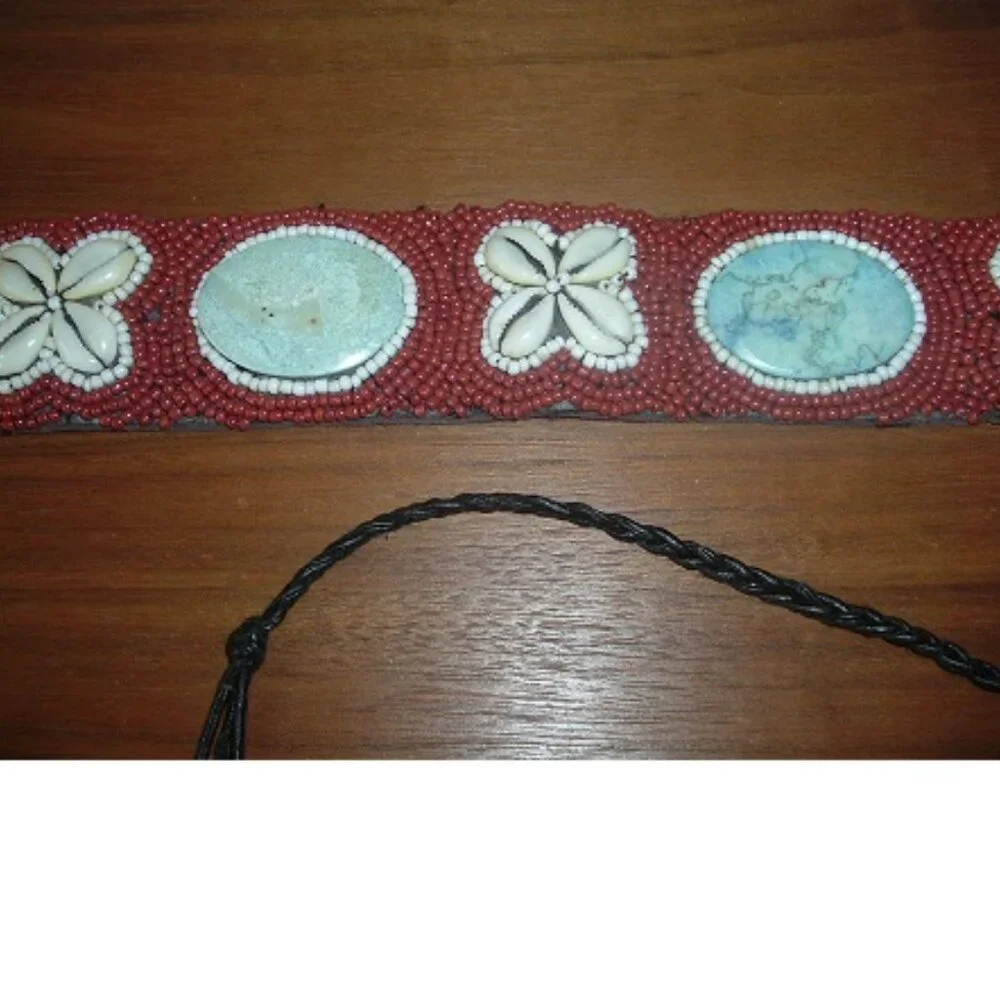 BELT Gorgeous Hand-woven Ocean Beach Inspired Beads, Shells, Stones S adjustable